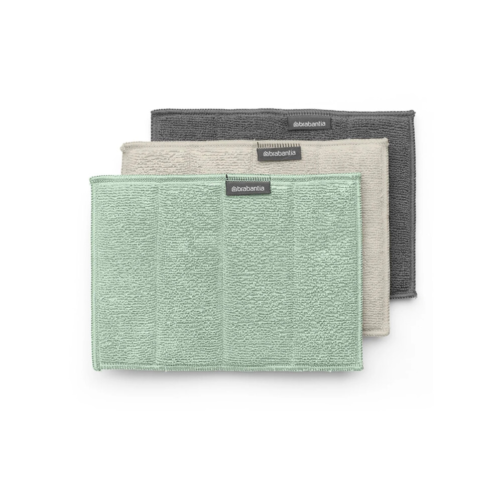 Brabantia SinkSide Microvezeldoekjes 16 x 22 cm Soft Beige/Dark Grey/Jade Green 3 stuks