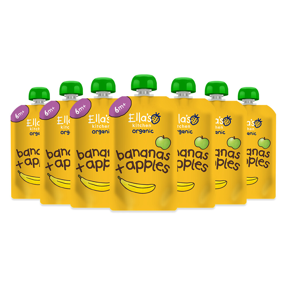 7x Ella's Kitchen Biologisch Knijpzakje 6+m Banaan & Appel 120 gr
