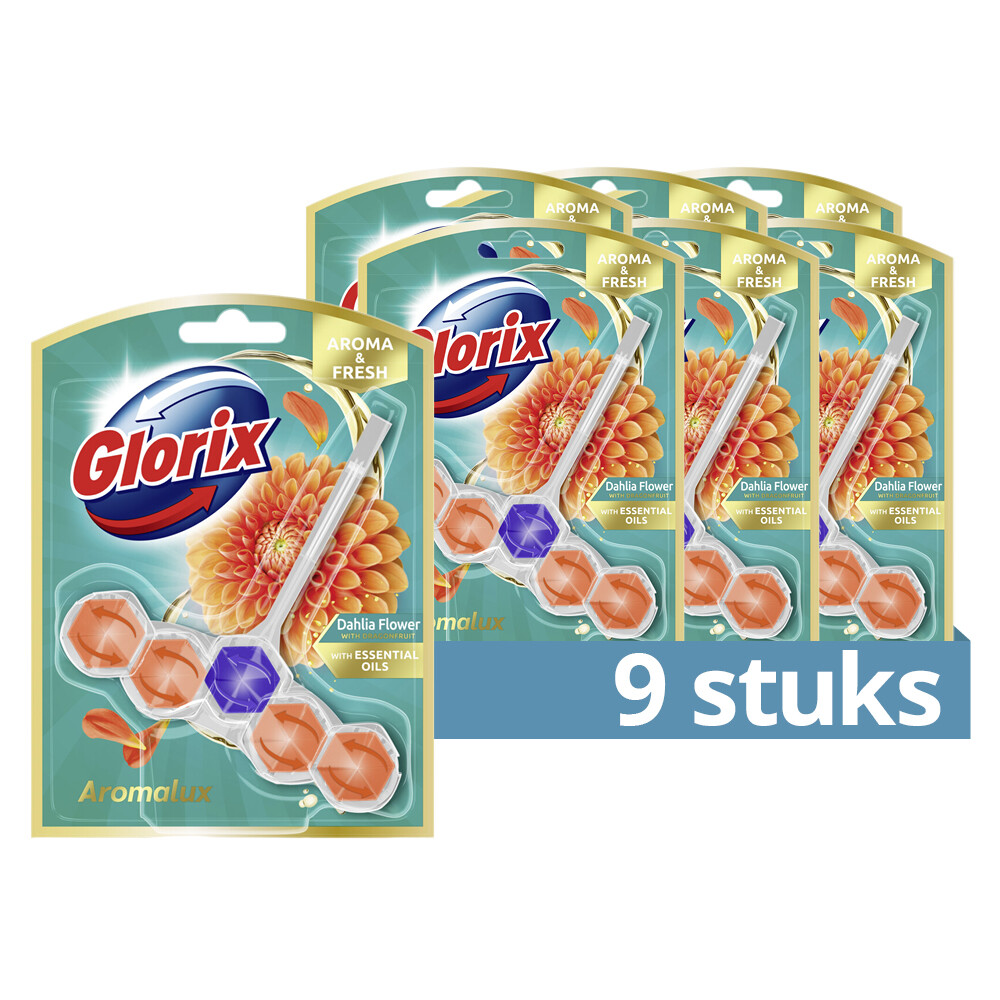 9x Glorix Toiletblok Aroma & Fresh Hahlia Flower
