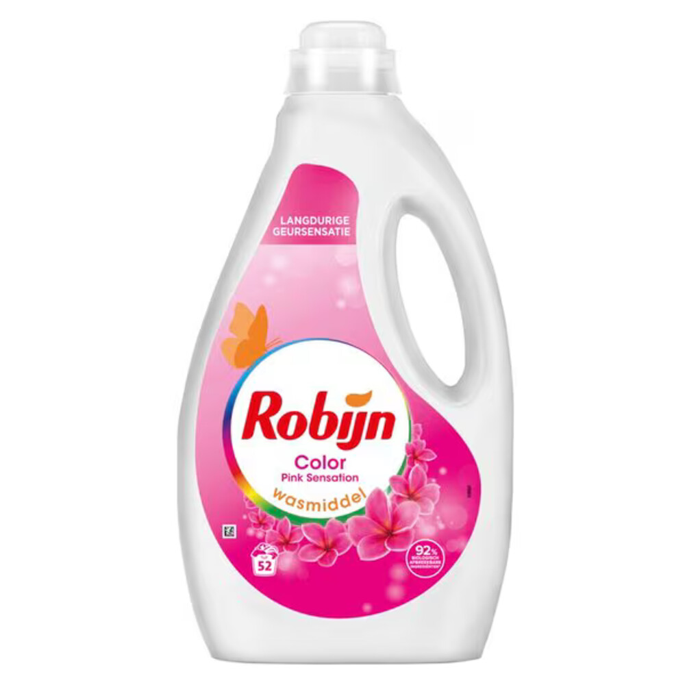 1+1 gratis: Robijn Vloeibaar Wasmiddel Pink 52 Wasbeurten 2,6 liter