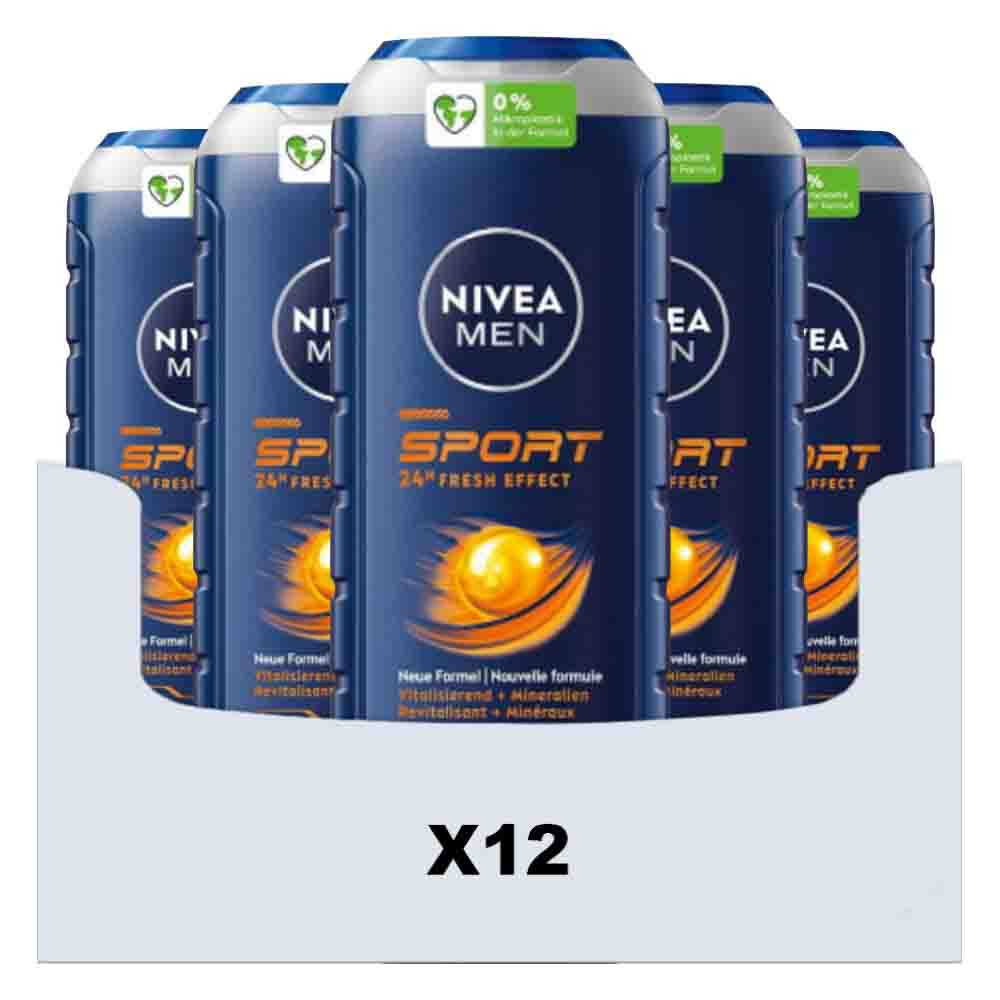 12x NIVEA Men Shampoo & Shower gel 3in1 For Men Sport 500 ml