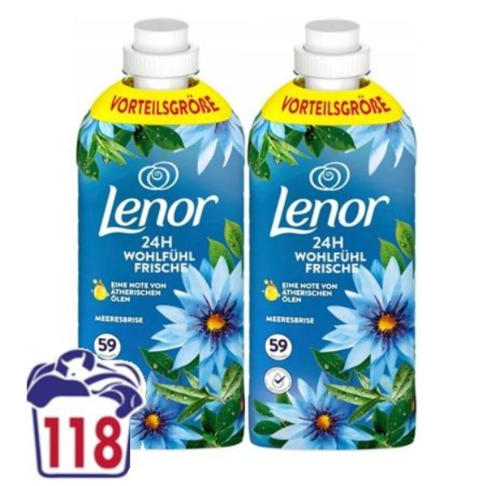 4x Lenor Wasverzachter Ocean Breeze 2x59 Wasbeurten 2x1,239 liter