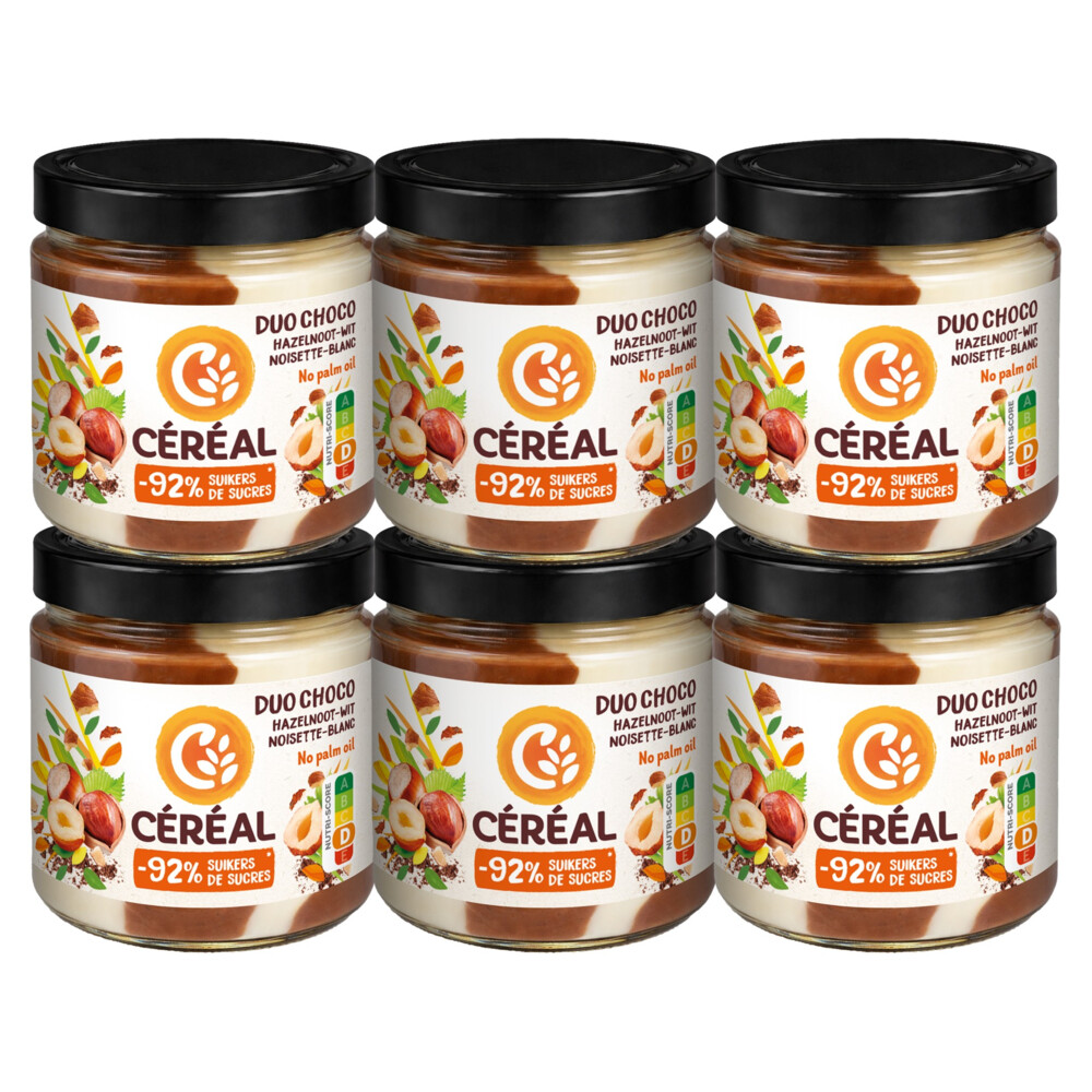 6x Céréal Duo Choco Hazelnoot Wit 200 gr