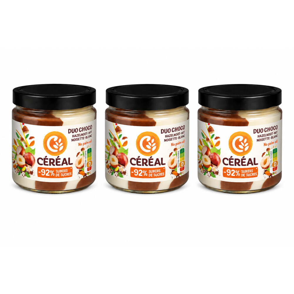3x Céréal Duo Choco Hazelnoot Wit 200 gr