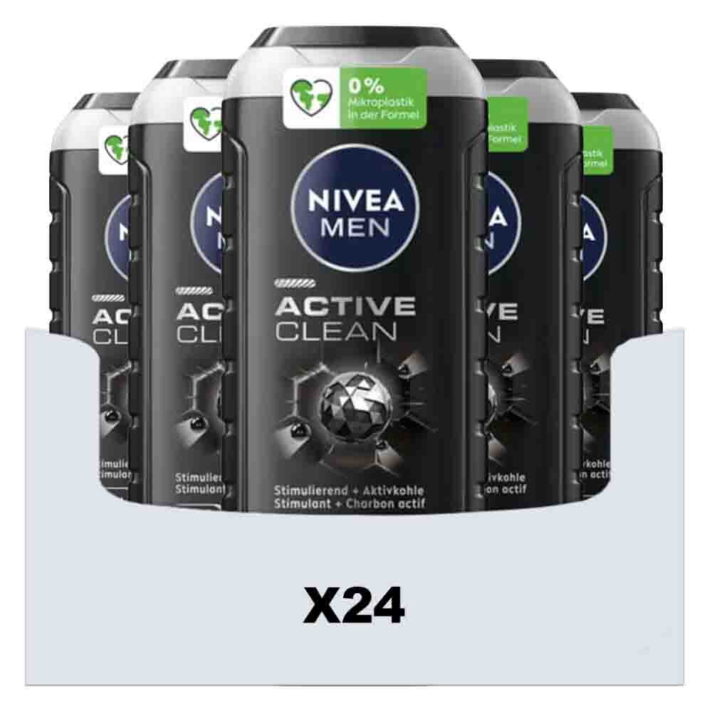 24x NIVEA Men Shampoo & Douchegel 3in1 Active Clean 250 ml