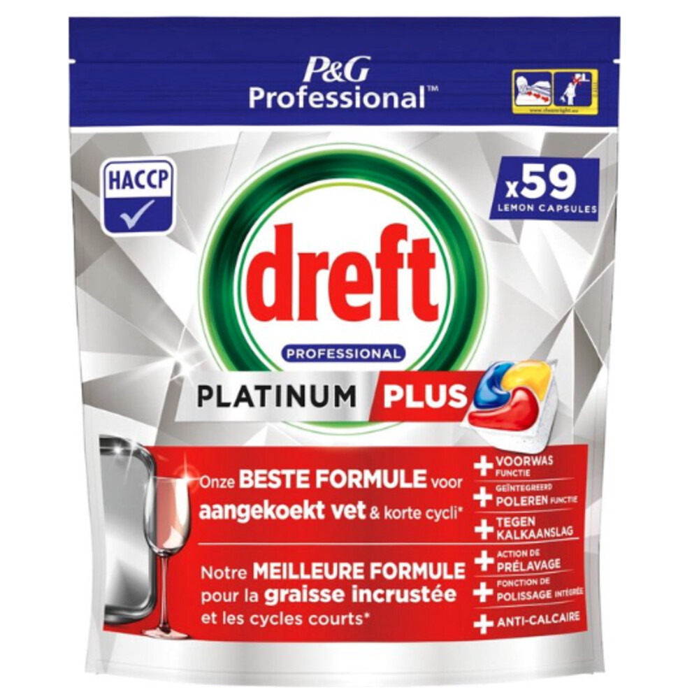4x Dreft Vaatwastabletten Platinum Plus Lemon All in One 59 stuks