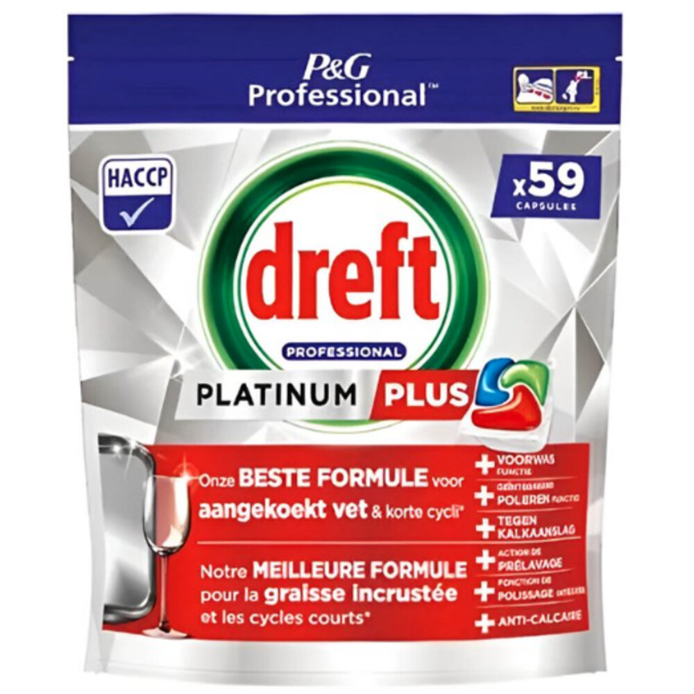4x Dreft Vaatwastabletten Platinum Plus Regular All in One 59 stuks