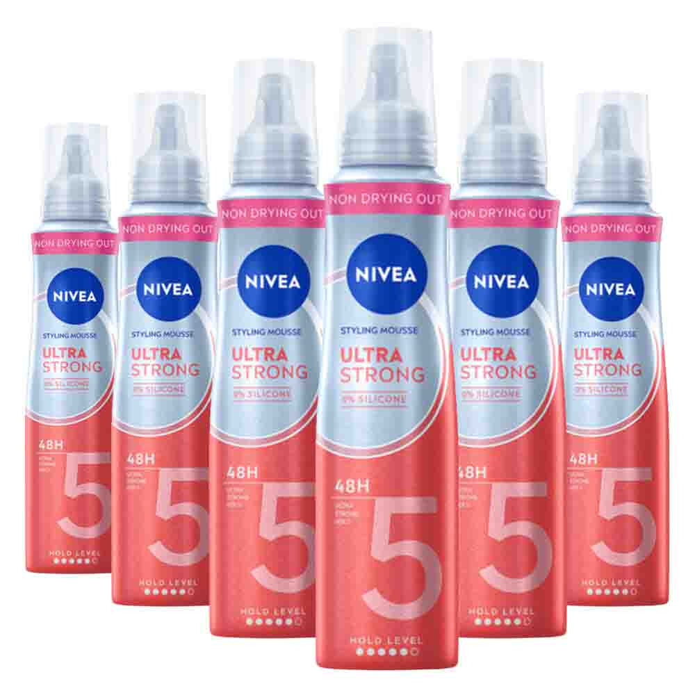 6x NIVEA Styling Mousse Hold 5 Ultra Strong 150 ml