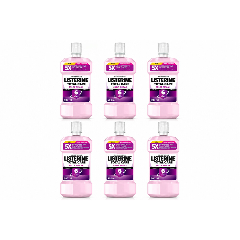 6x Listerine Mondwater Total Care Extra Mild Alcoholvrij 500 ml