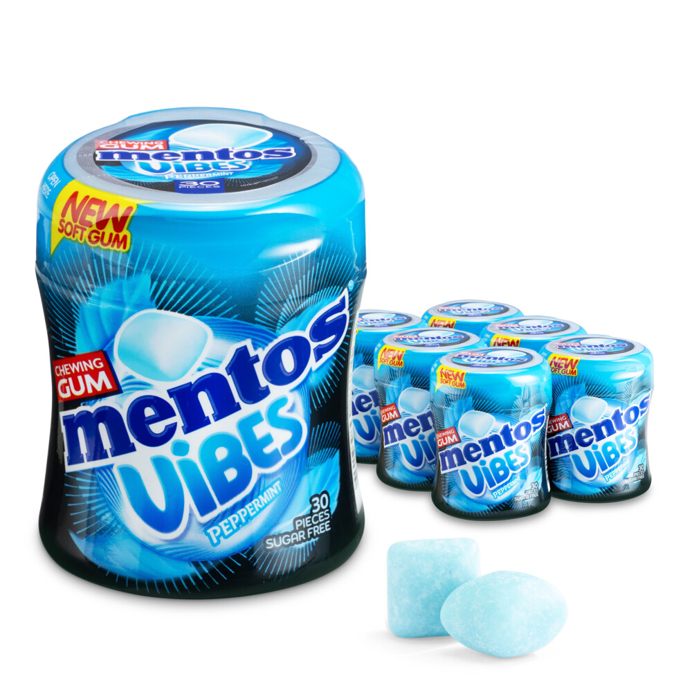 Mentos Kauwgom Vibes Peppermint Suikervrij 6 x 30 stuks
