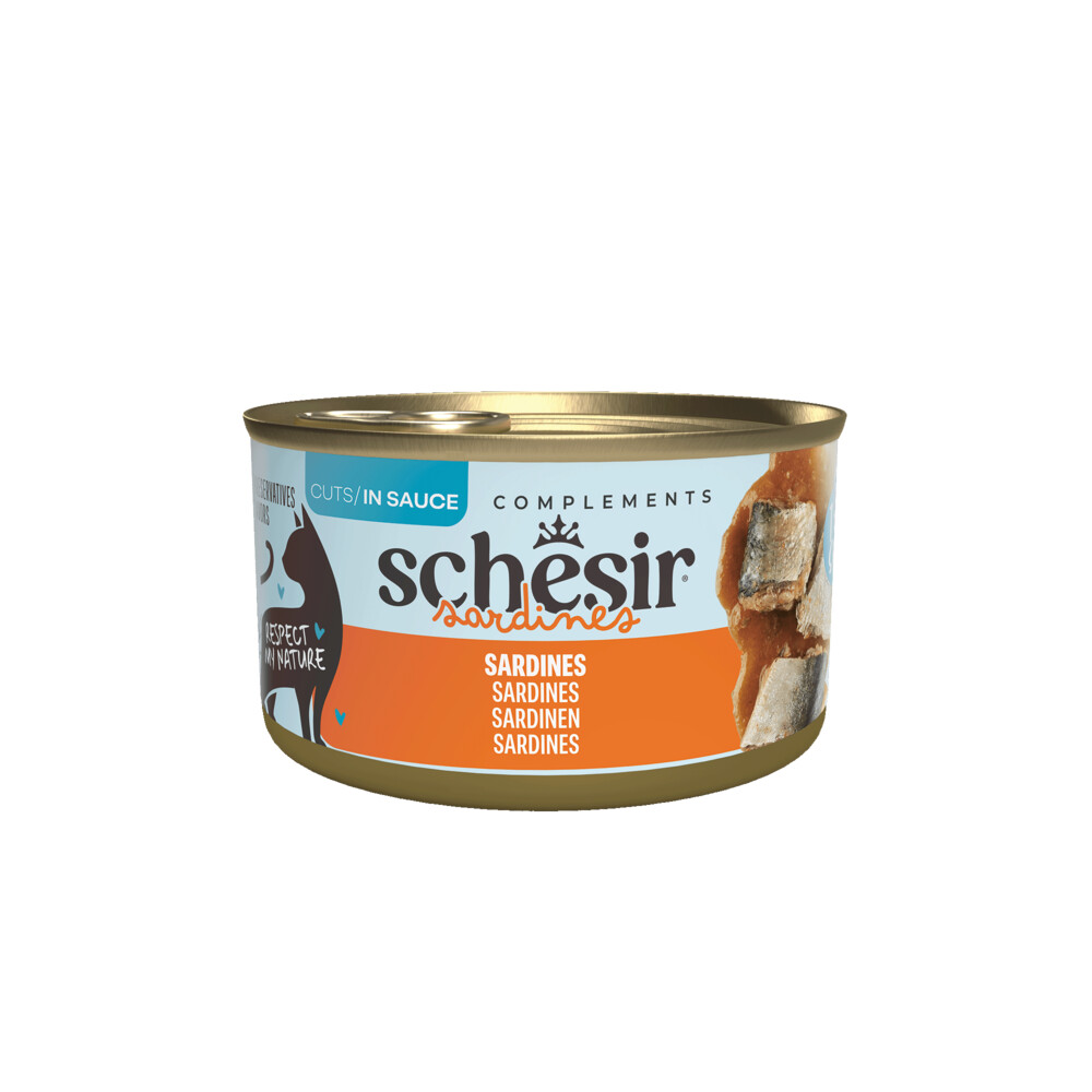 12x Schesir Complements Kat Blik Saus Sardines 70 gr