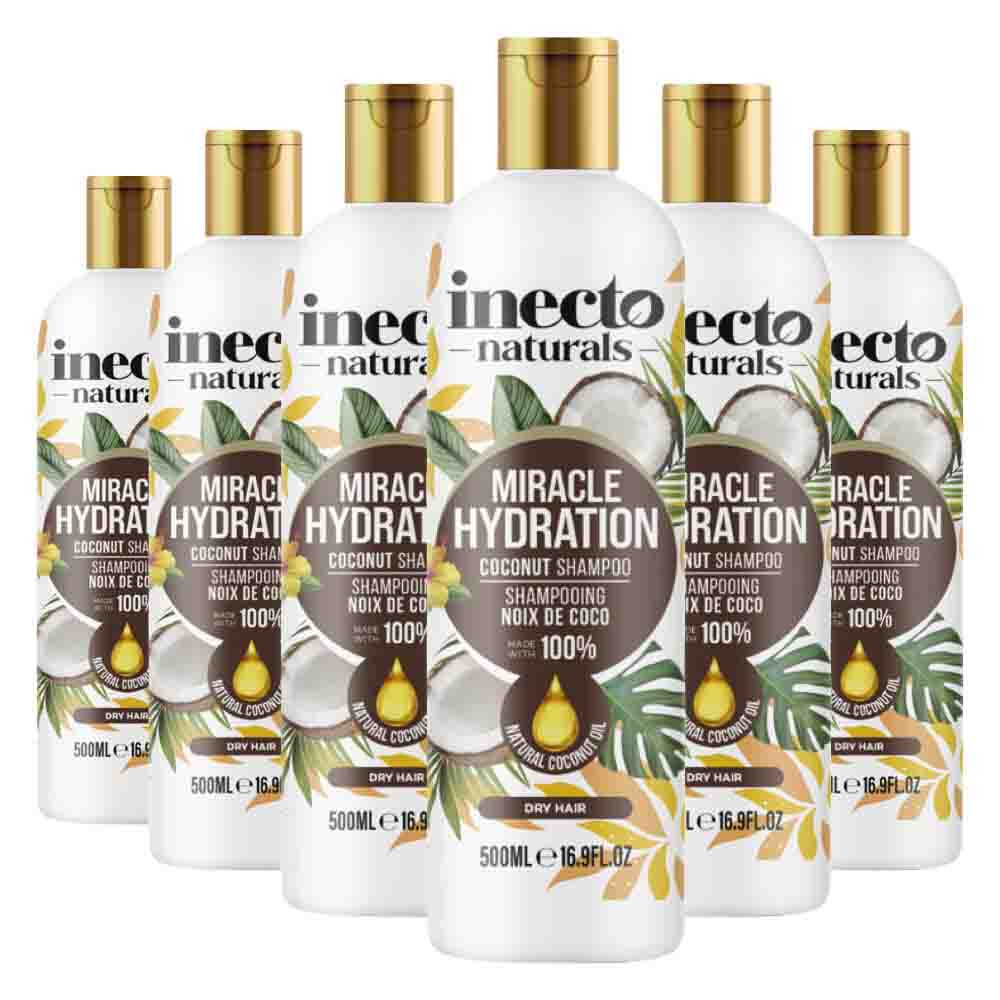 6x Inecto Naturals Intense Hydration Coconut Shampoo 500 ml