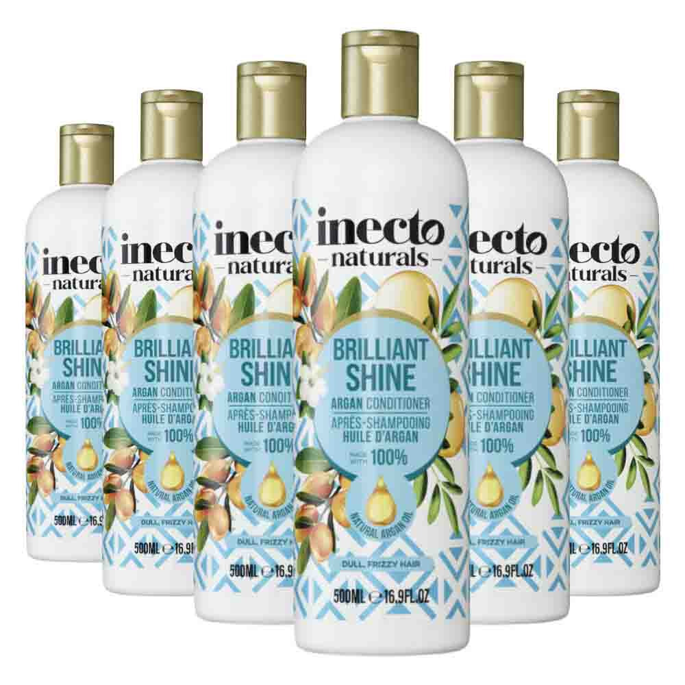 6x Inecto Naturals Brilliant Shine Argan Conditioner 500 ml