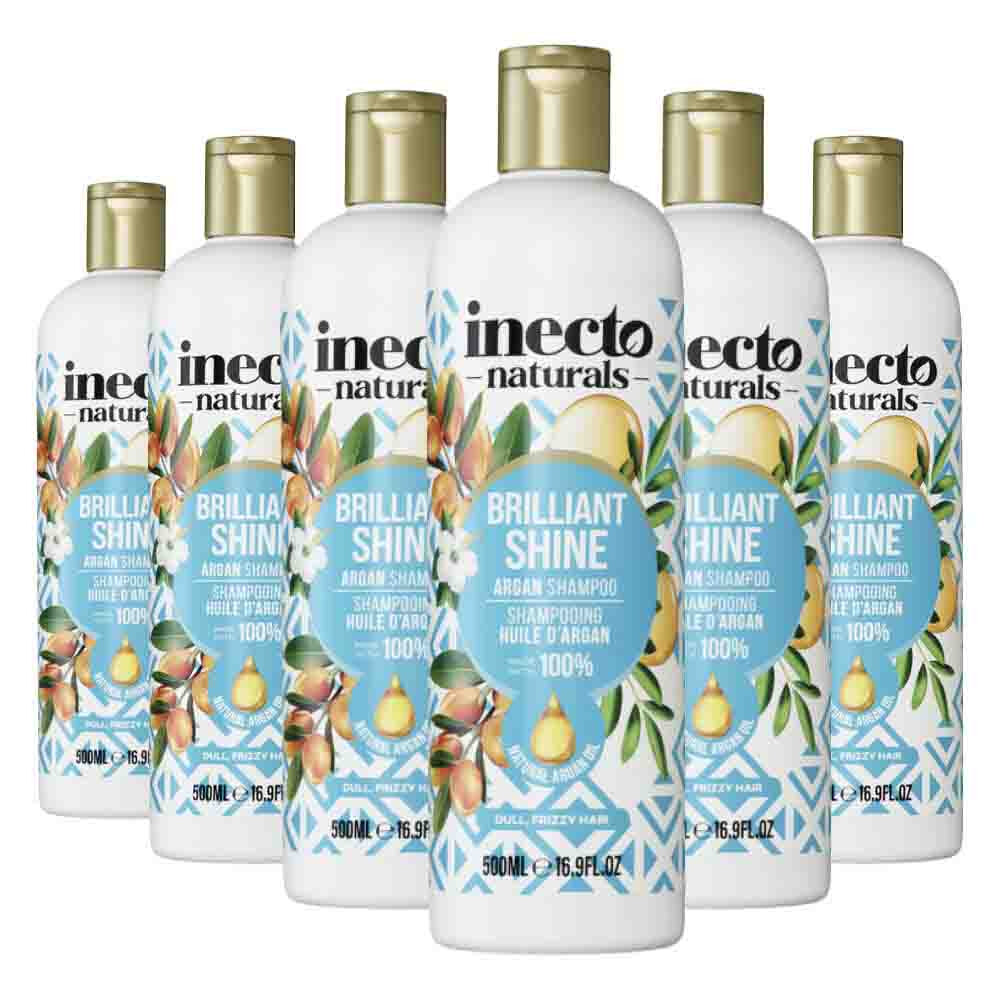 6x Inecto Naturals Brilliant Shine Argan Shampoo 500 ml