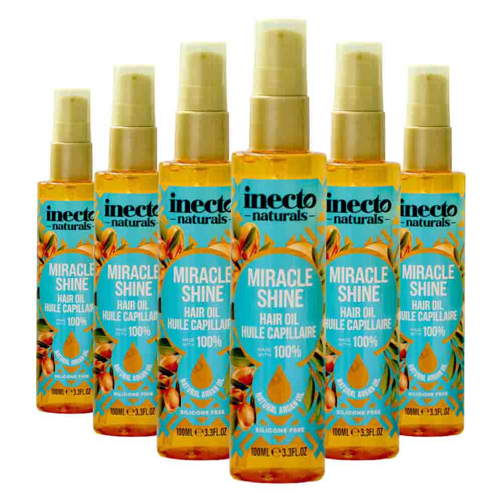 6x Inecto Naturals Haarolie Argan Miracle Shine 100 ml