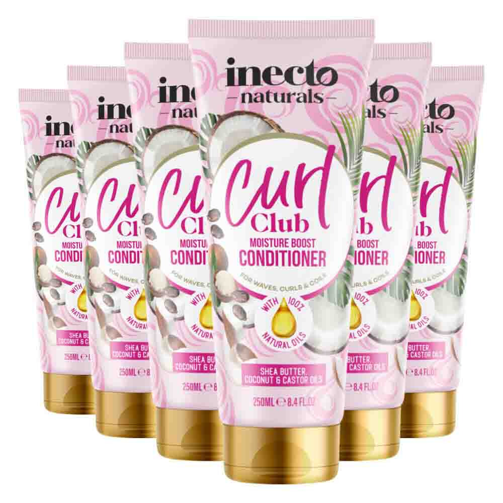 6x Inecto Curl Club Conditioner Shea Butter Coconut Castor Oil 250 ml