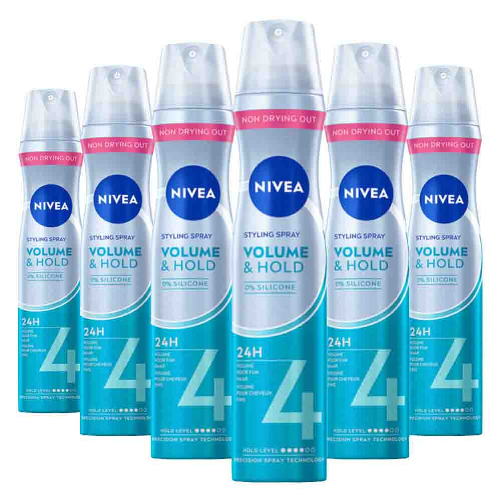 6x NIVEA Styling Spray Hold 4 Volume Care 250 ml