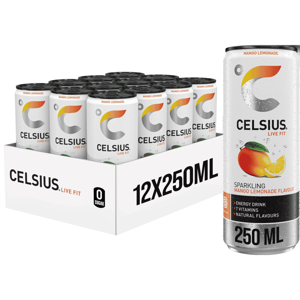 Celsius Sparkling Mango Lemonade 12 x 250 ml