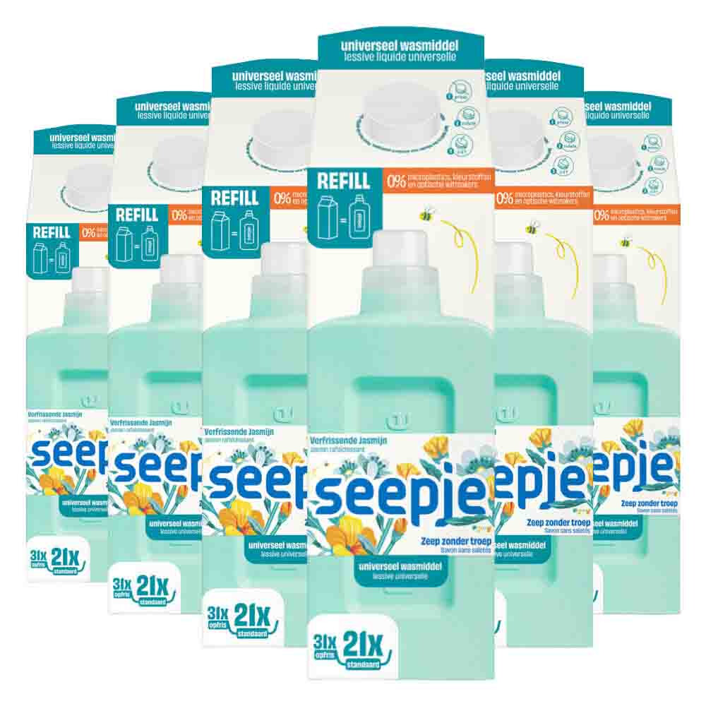 6x Seepje Wasmiddel Refill Pak Universeel 945 ml