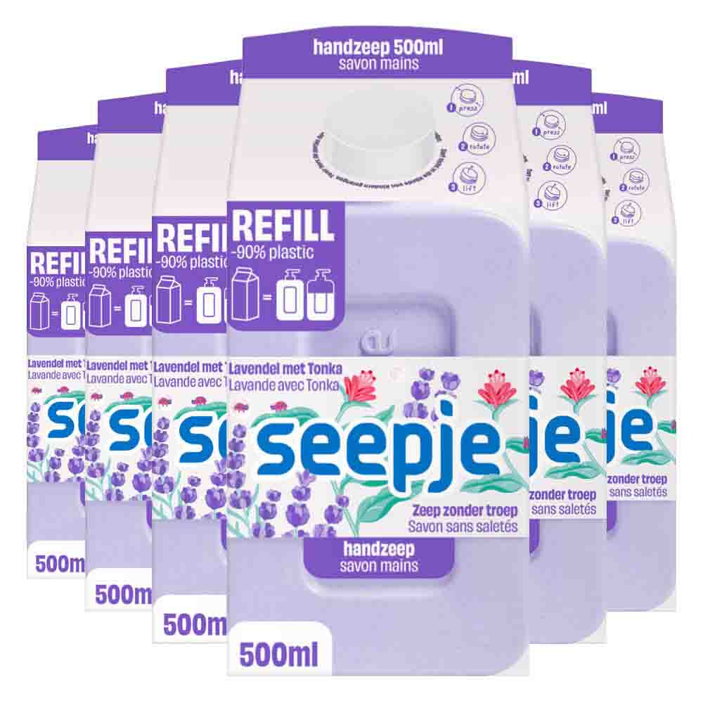 6x Seepje Handzeep Refill Pak Lavendel 500 ml