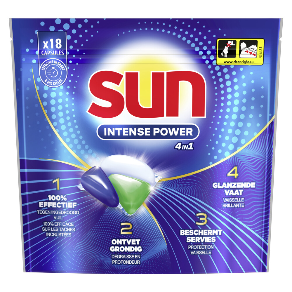 2+4 gratis: Sun Intense Power 4 in 1 Vaatwastabletten 18 stuks
