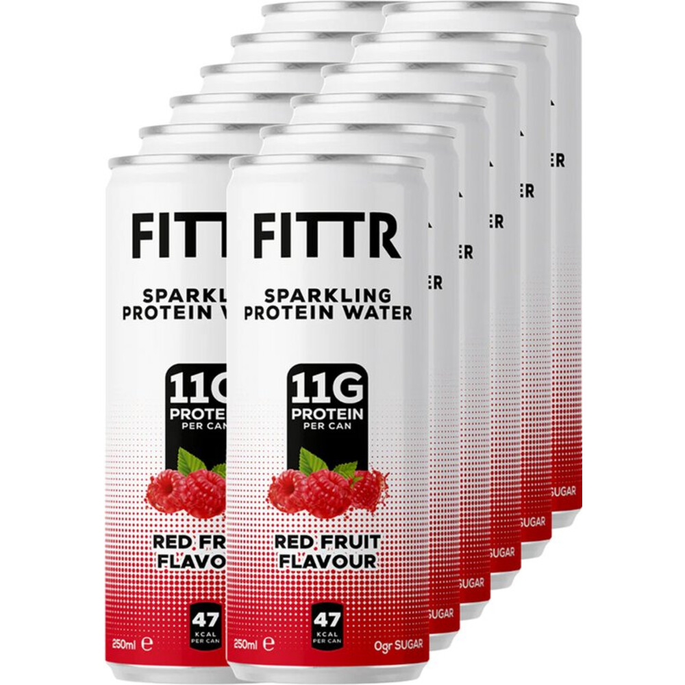 FITTR Sparkling Protein Water Red Fruit Flavour 12 x 250 ml