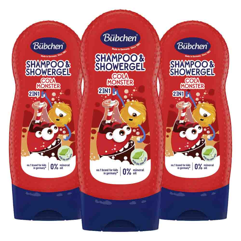 3x Bübchen 2in1 Shampoo & Douchegel Cola Monster 230 ml
