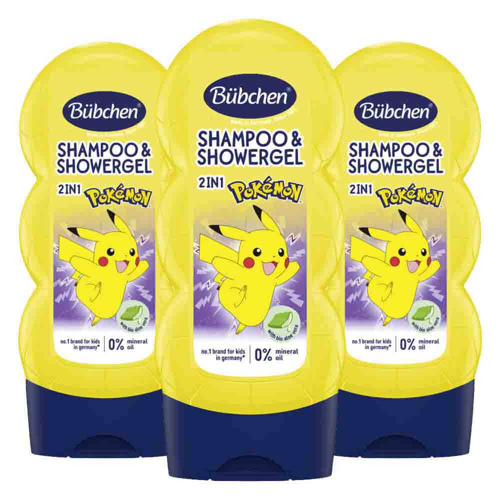 3x Bübchen 2in1 Shampoo & Douchegel Pikachu 230 ml