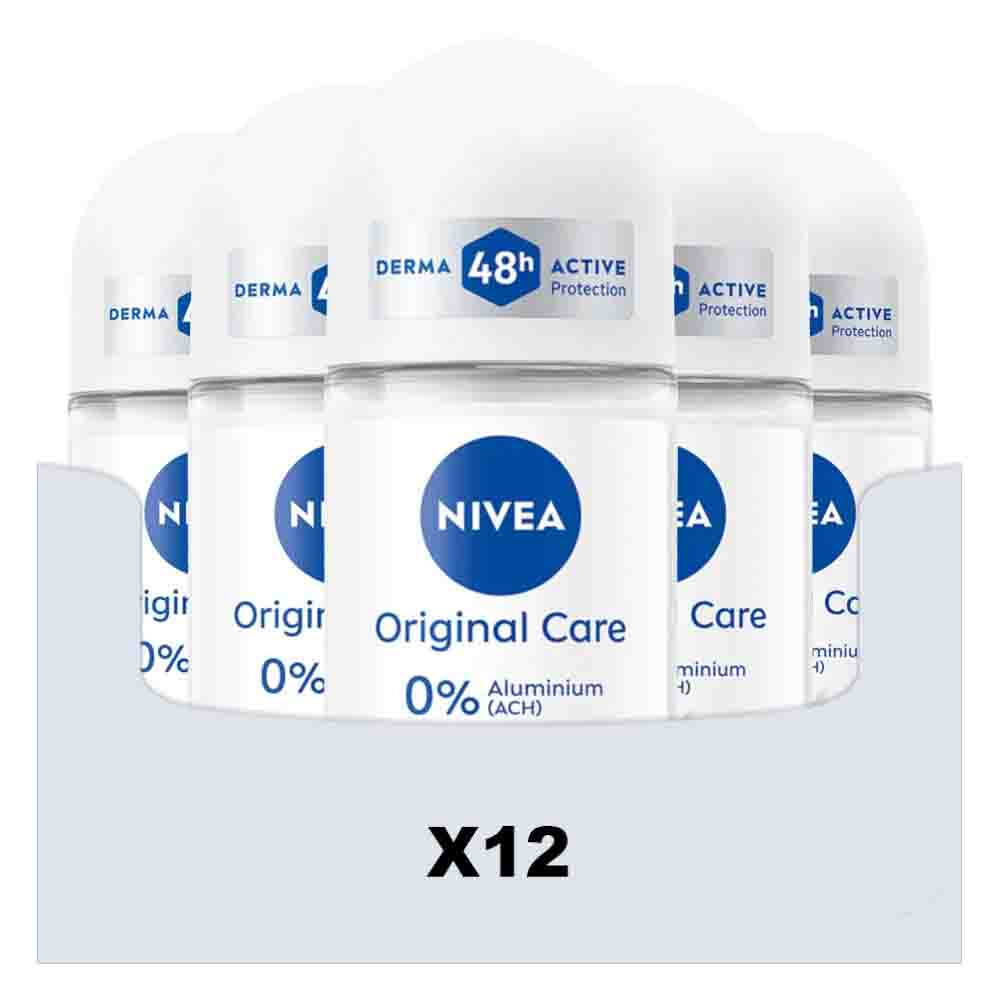 12x NIVEA Deodorant Roller Original Care 0% 50 ml