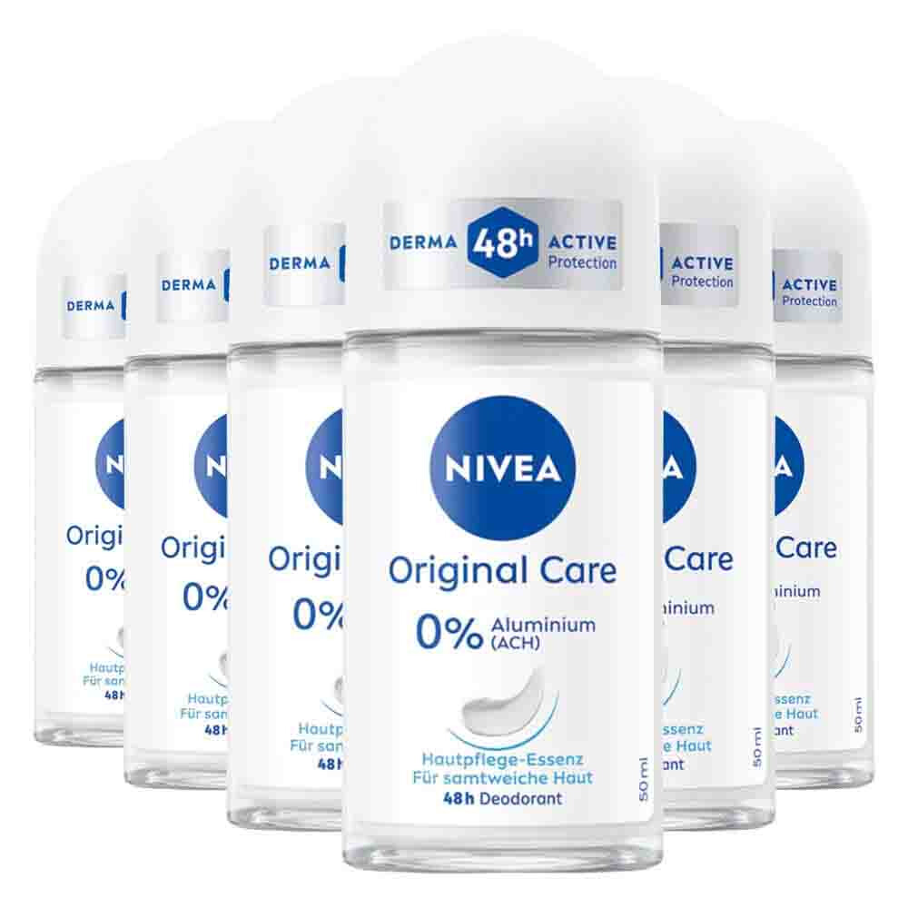 6x NIVEA Deodorant Roller Original Care 0% 50 ml