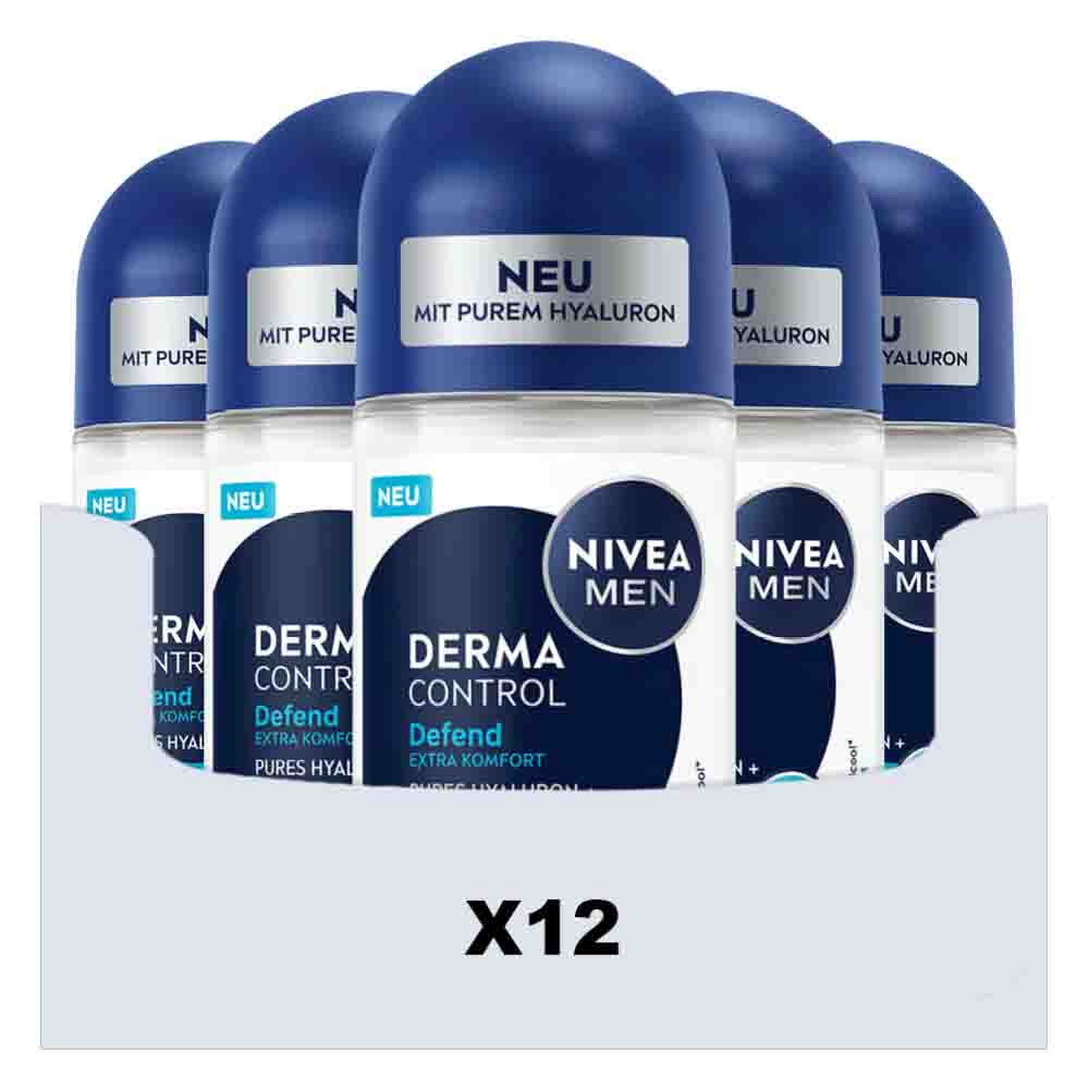 12x NIVEA Deodorant Roller For Men Derma Control Defend 50 ml