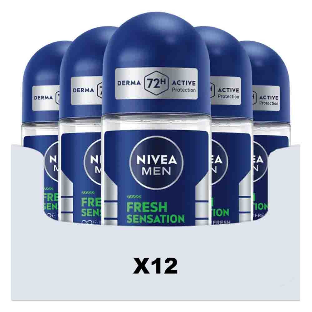 12x NIVEA Deodorant Roller For Men Fresh Sensation 50 ml