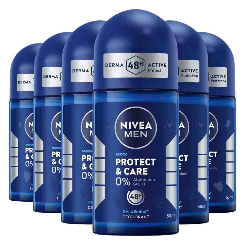 6x NIVEA Deodorant Roller For Men Protect & Care 50 ml
