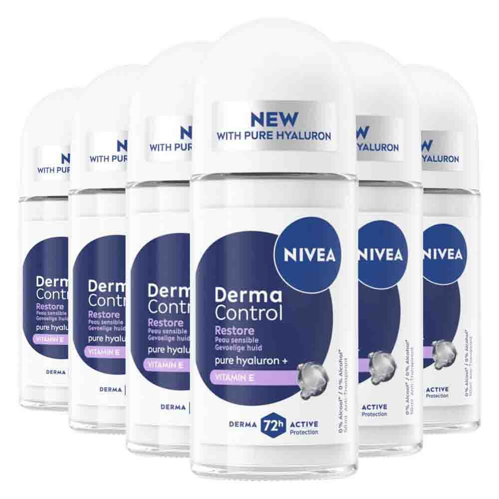 6x NIVEA Deodorant Roller Derma Control Restore 50 ml