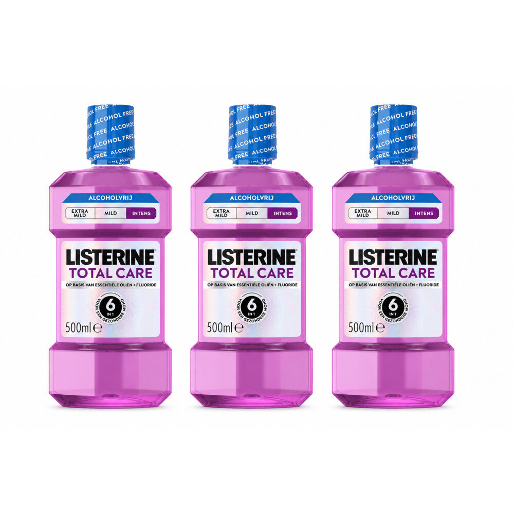 3x Listerine Mondwater Total Care Intense Alcoholvrij 500 ml