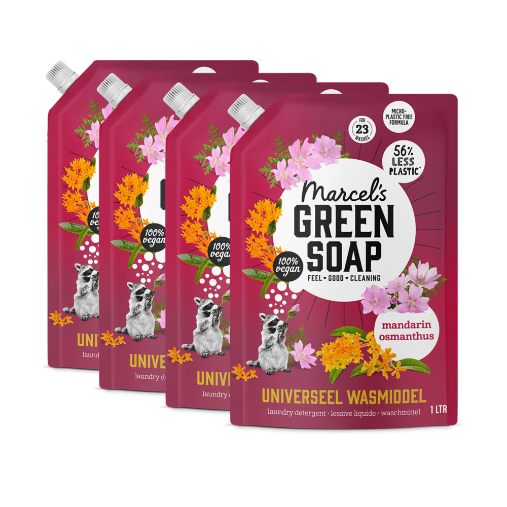 Marcel's Green Soap Wasmiddel Navulling Voordeelbox Mandarijn & Osmanthus 4 x 1000 ml