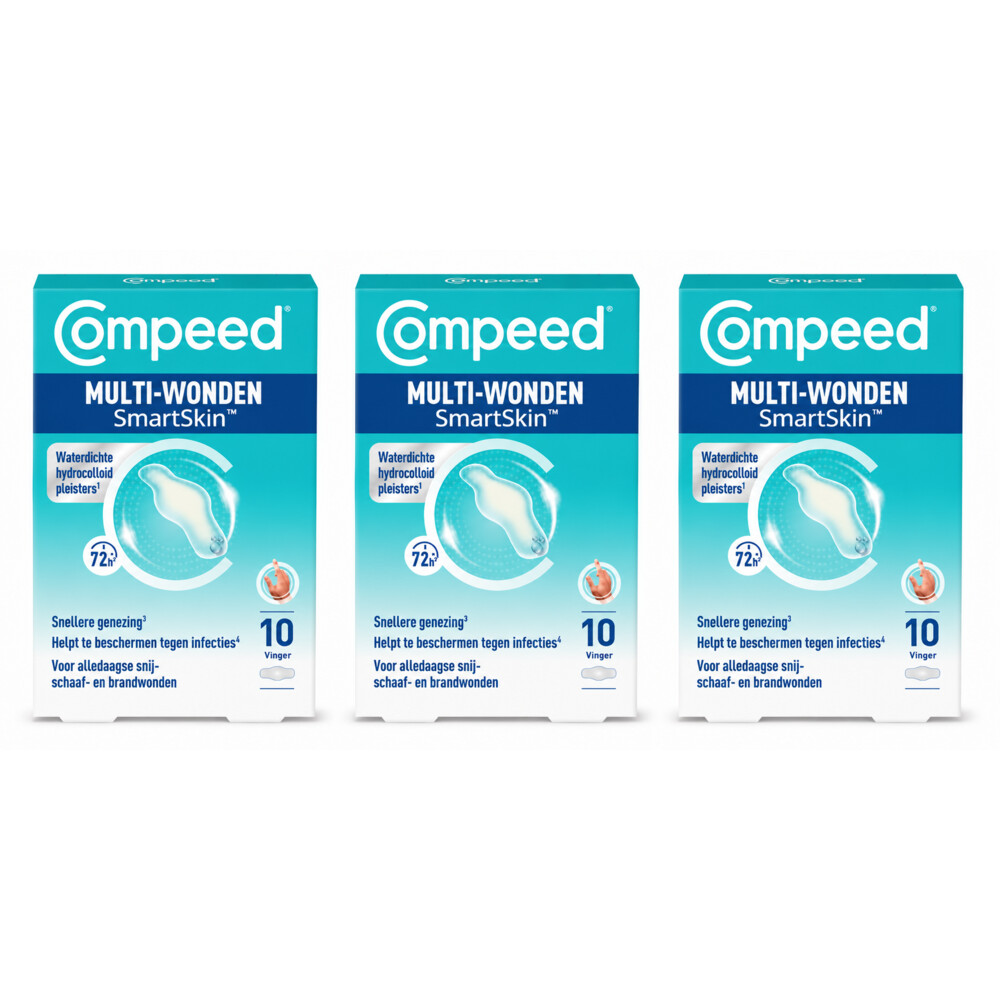 3x Compeed SmartSkin™ Multi-wondpleisters Medium 10 stuks