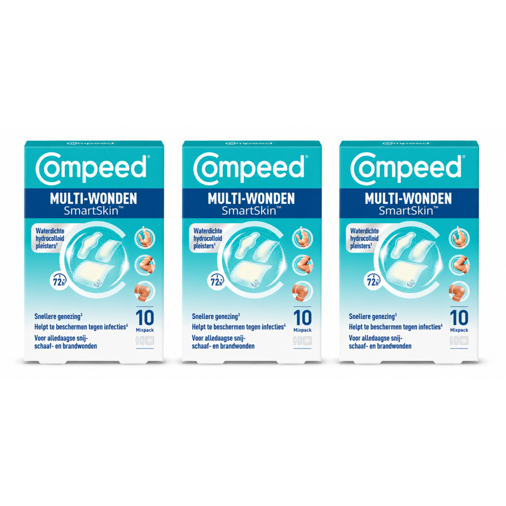 3x Compeed SmartSkin™ Multi-wondpleisters Mix 10 stuks