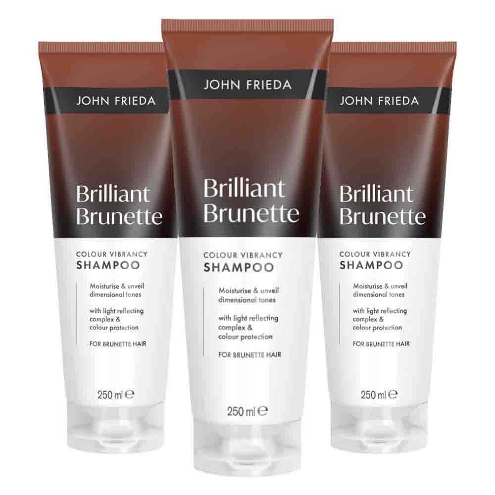 3x John Frieda Brilliant Brunette Shampoo 250 ml