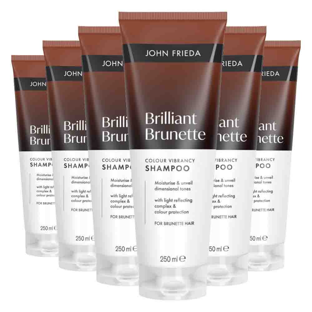 6x John Frieda Brilliant Brunette Shampoo 250 ml