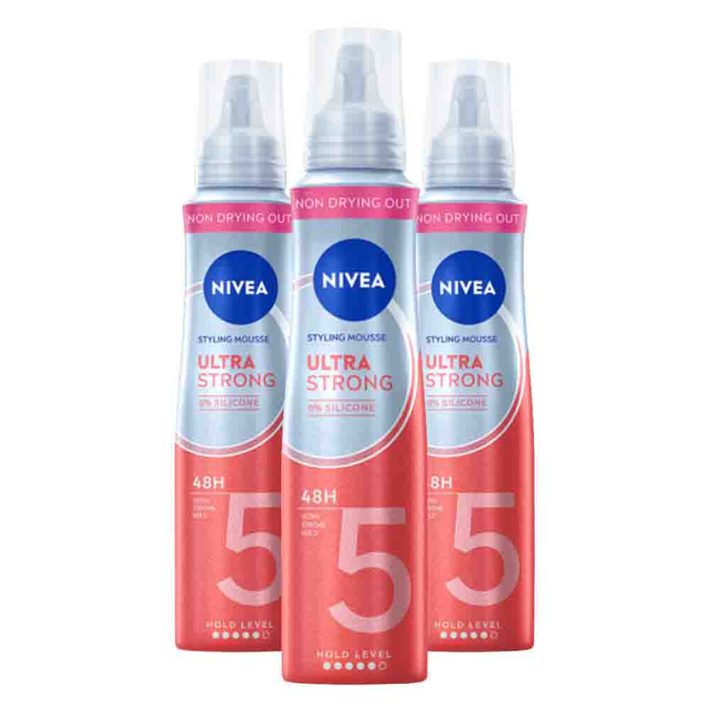 3x NIVEA Styling Mousse Hold 5 Ultra Strong 150 ml