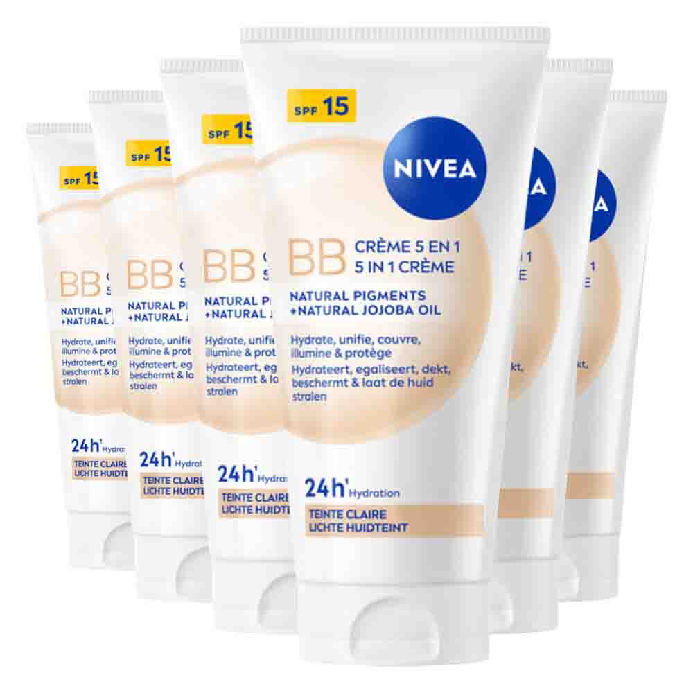 Nivea 6x BB Crème SPF15 5-In-1 Lichte Huidtint 50 ml - 6 stuks