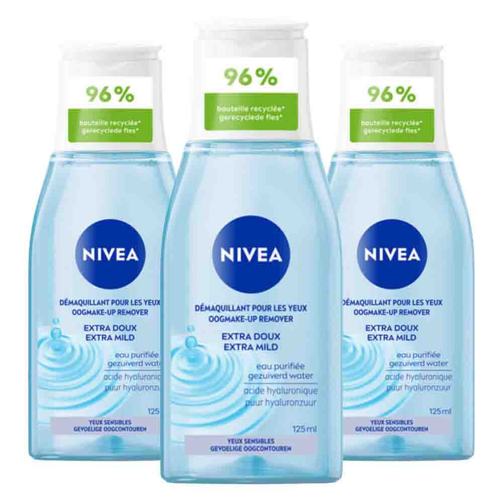 3x NIVEA Oogmake-upremover Extra Milde 125 ml