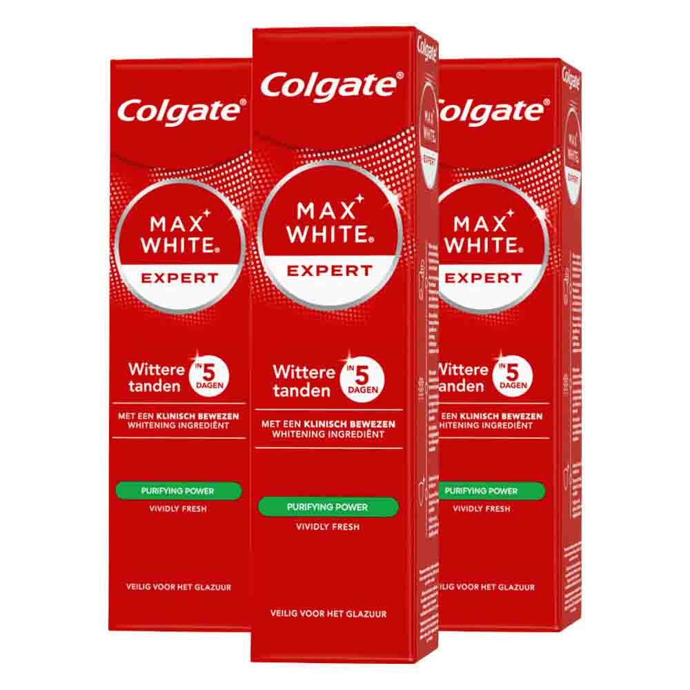 3x Colgate Tandpasta Max White Expert Purifying Power 75 ml