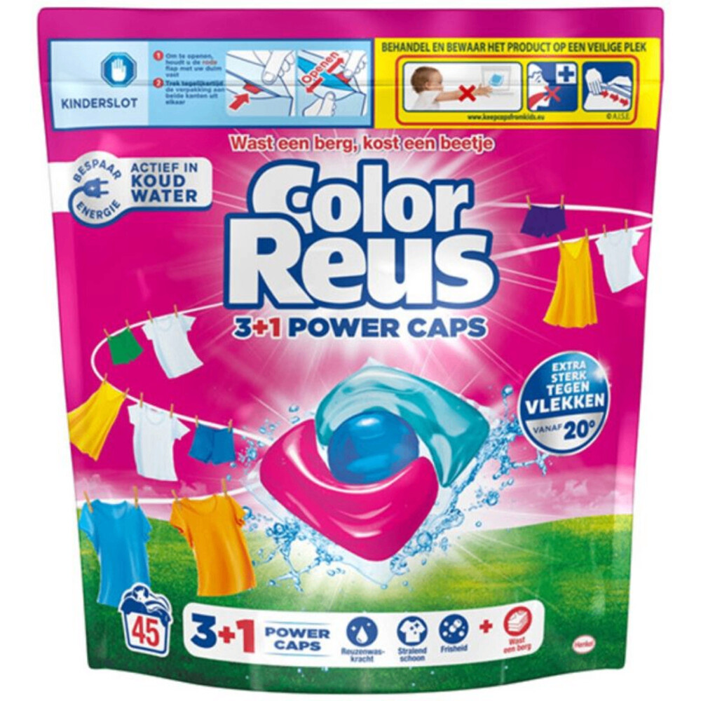 Witte Reus Wasmiddelcapsules 3+1 Power Caps Kleur 45 stuks