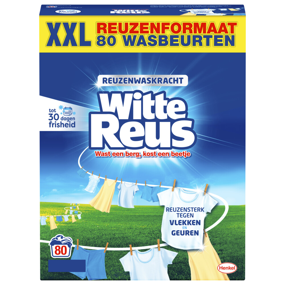 Witte Reus Wasmiddel Poeder 80 Wasbeurten 4 kg