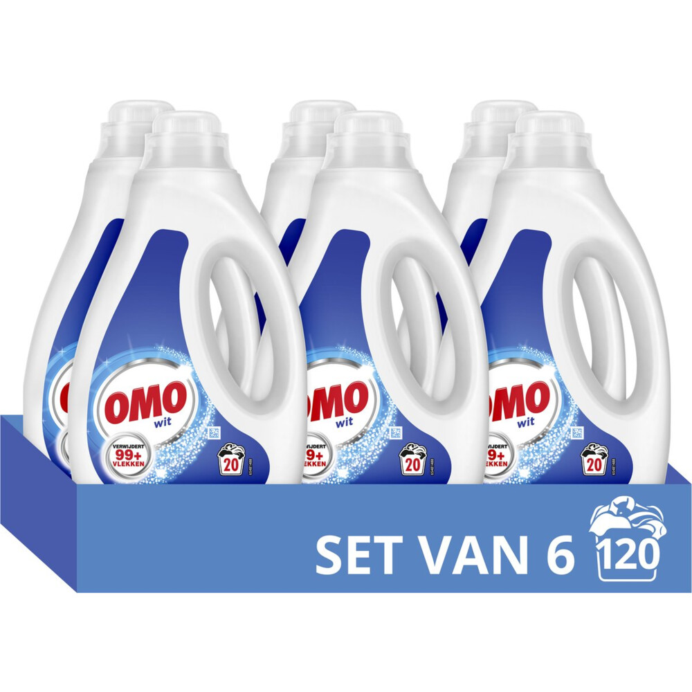 6x OMO Vloeibaar Wasmiddel Wit 20 Wasbeurten 1000 ml