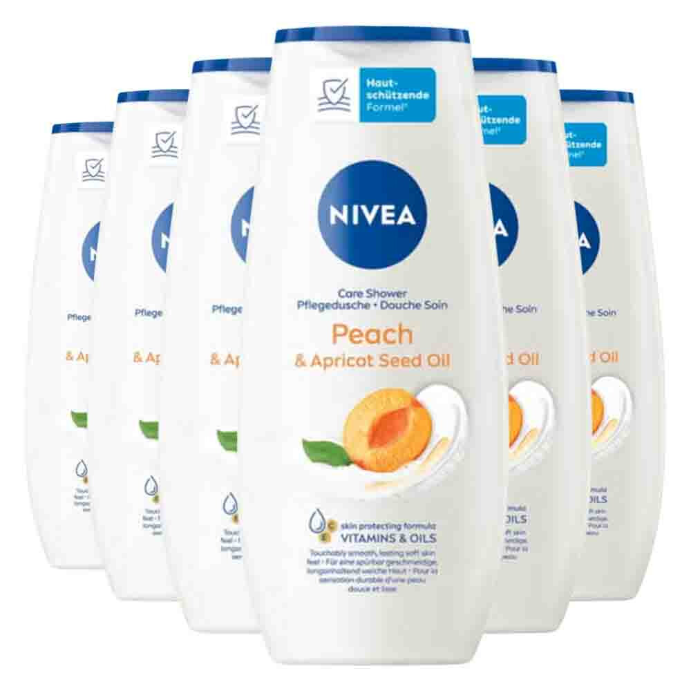 6x NIVEA Douchegel Peach & Apricot Seed Oil 250 ml