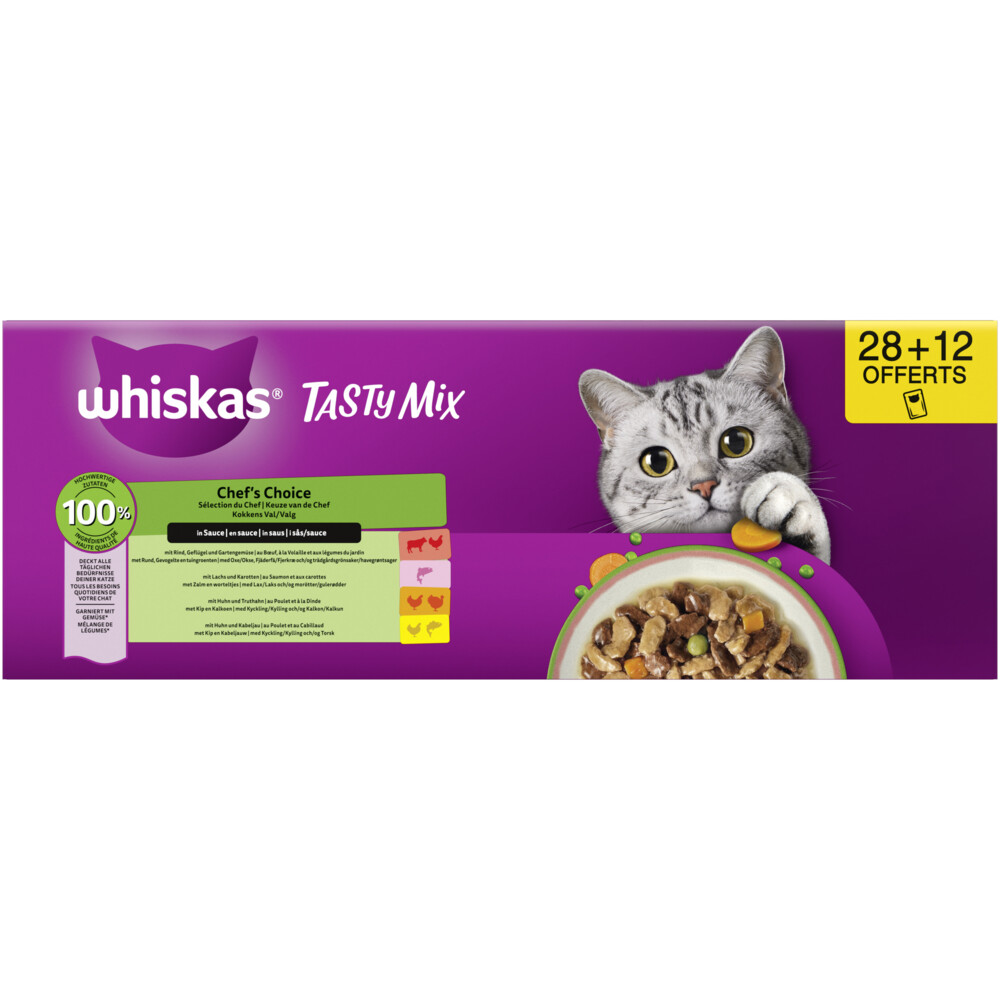 Whiskas Whiskas Pouch adult 1+ Saus Vlees 40x85 gr