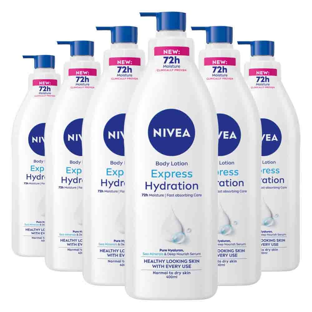 6x NIVEA Bodylotion Pump Express Hydration 400 ml